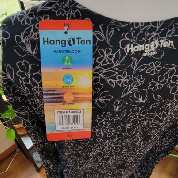 NEW Hang Ten Medium Swim Shirt UV prot. UPF 50+  Quick Dry Zip Pocket Beach NWT - Picture 6 of 7